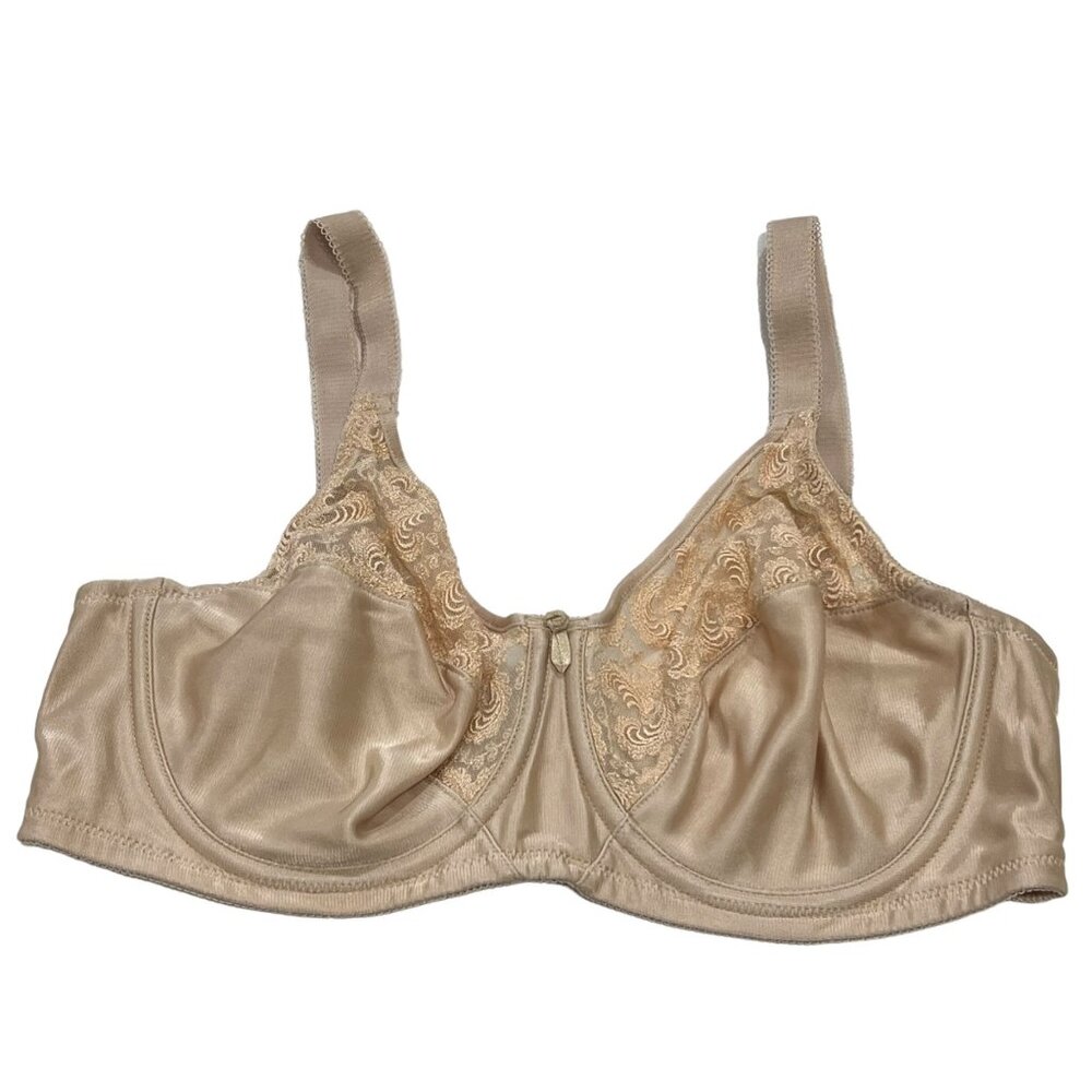 Wacoal 85101 Vintage Lace & Satin Underwire Bra Beige Size 34D